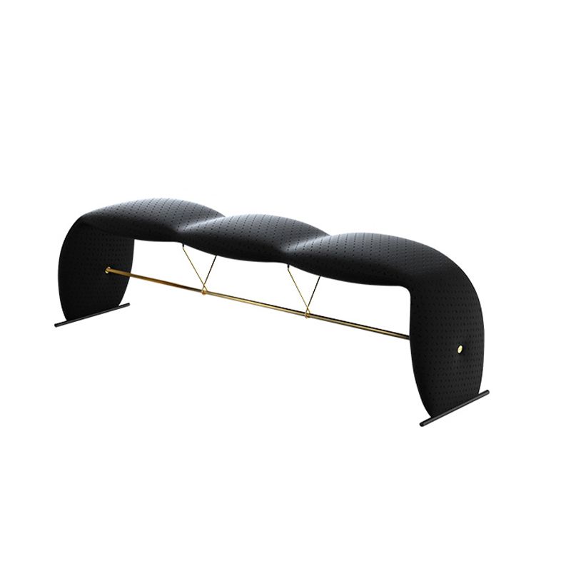 Glam Metal Seating Bench Cushioned Backless Bench for Bedroom