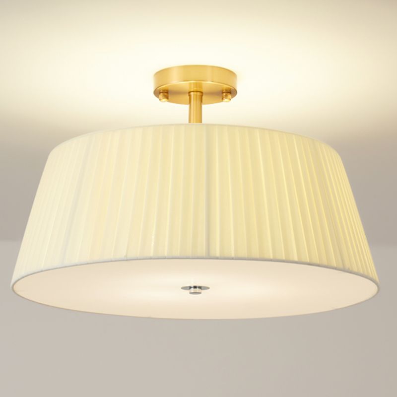 American Style Ceiling Light Cylinder Shape Ceiling Lamp with Fabric Shade for Living Room