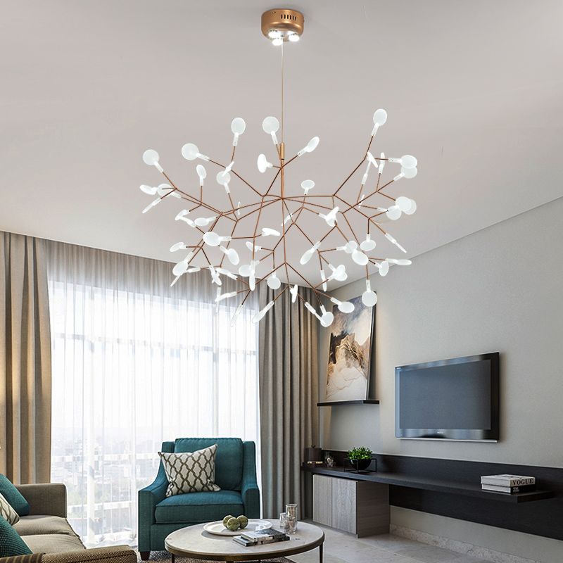 Designer Heracleum Chandelier Acrylique Living Room LED PRENDANT LIGHT DIMPLUAT EN BRONZE