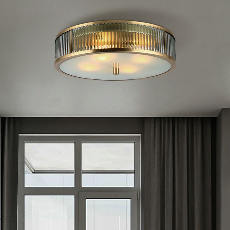 American Style Ceiling Light Round Shape Ceiling Lamp with Glass Shade for Bedroom