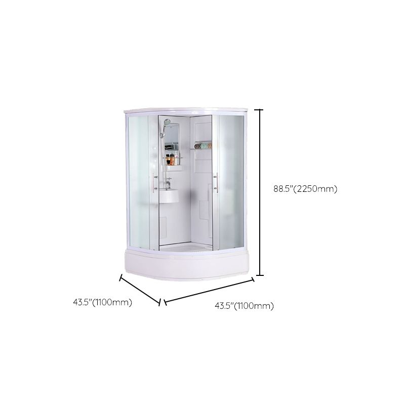 Tempered Glass Single Sliding Shower Enclosure White One Piece Frame Shower Enclosure