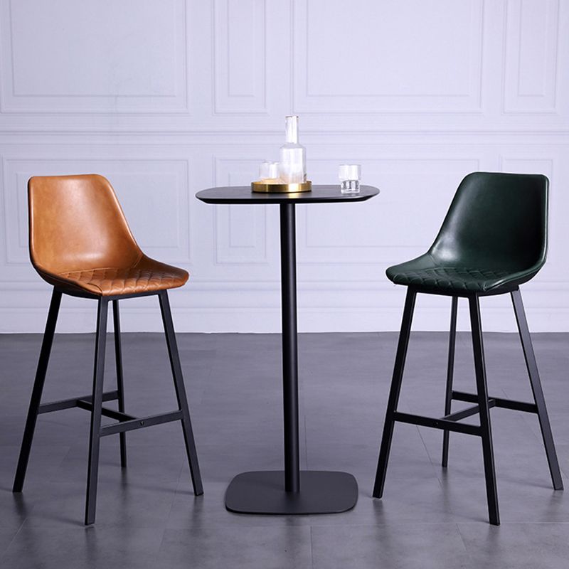 Modern Leather Seats Barstool Metal 4 Legs Base Bar Stool for Living Room