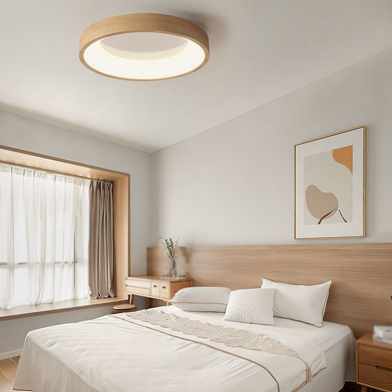 Japanese Style LED Wooden Ceiling Light Circle Shape Ceiling Lamp for Bedroom