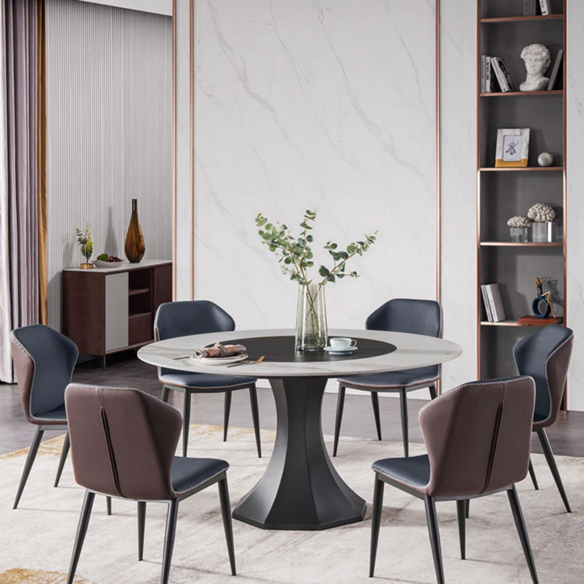 Modern Dining Chairs Faux Leather Side Chairs without Armrest for Dining Room