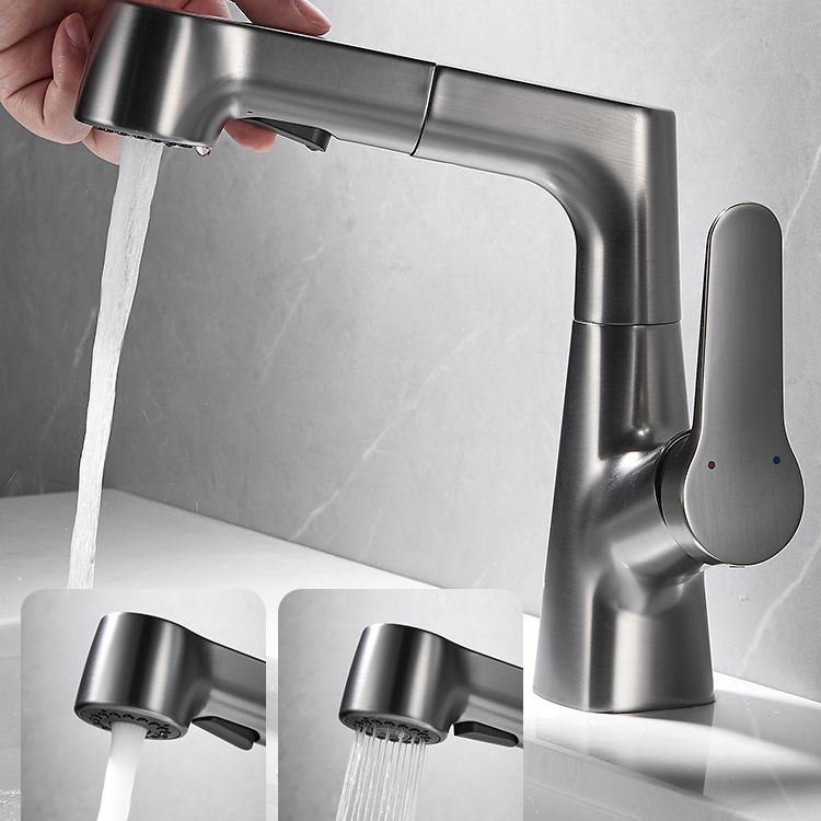 Bathroom Vessel Faucet High-Arc Swivel Spout Single Handle Faucet with Pull Out Sprayer