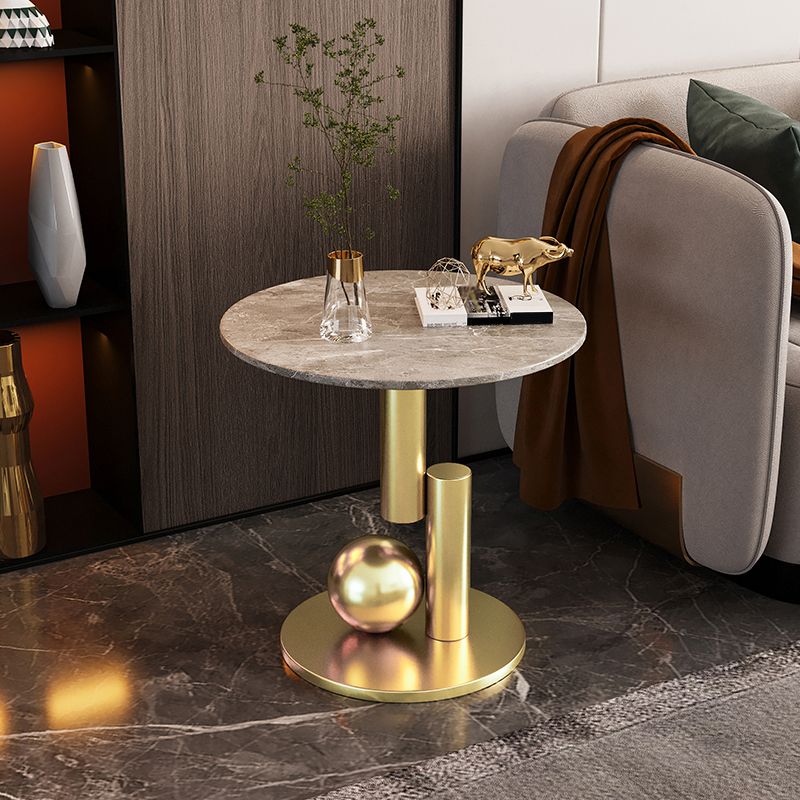 Contemporary Style Round Side Table Novelty End Table with Metal Base