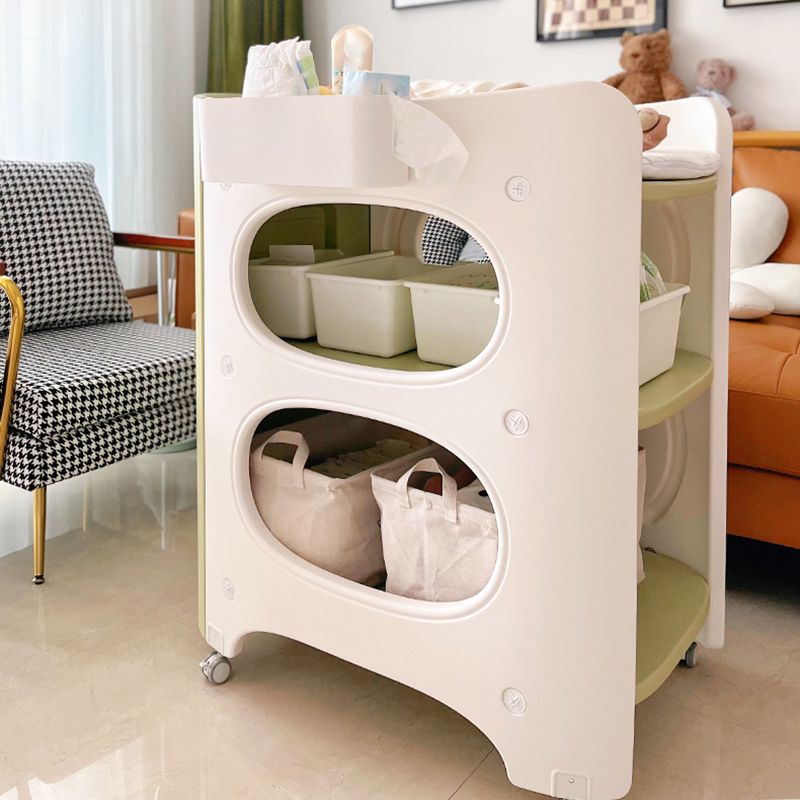 Modern Plastic Baby Changing Table Arch Top Changing Table With Safety Rails