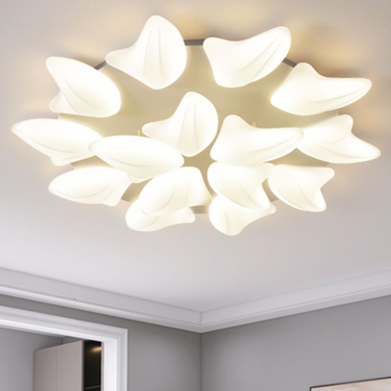 LED Modern Metal Flush Mount Multi-light Ceiling Light with Plastic Shade for Living Room