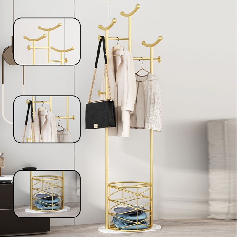 Gorgeous Coat Rack Basket Storage Metal Coat Rack with Coat Hooks