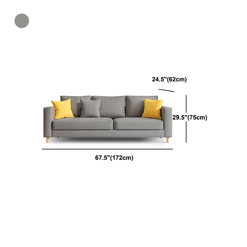 Linen Contemporary Square Arm Sofa Standard Sofa with Slipcovered for Living Room