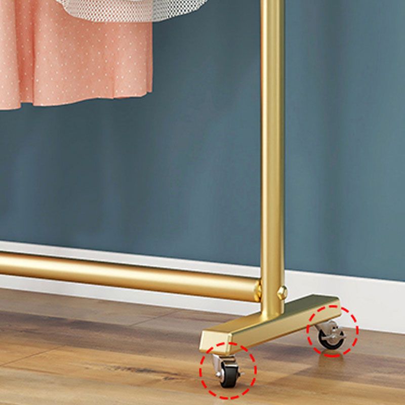 Modern Hall Stand Metal Hanging Rail and 4 Hooks Entry Hall Tree with Castors