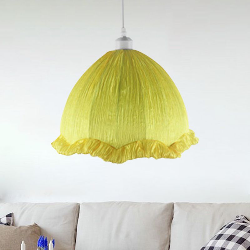 Bolsa de colgante de iluminación de la cama de la cama 1 Bulbo de 12 "/16" Lámpara colgante moderna de ancho con molduras chirriadas en amarillo