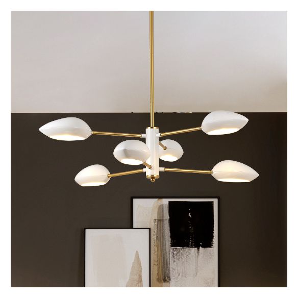 Ellipse Dining Room Hanging Light Contemporary Metal 5/6/8 Lights Black/White Chandelier Light Fixture