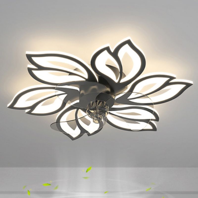 Fleurée de fleurs ventilateur de plafond en métal Style moderne 6 lumières Fan Plafond Lampe