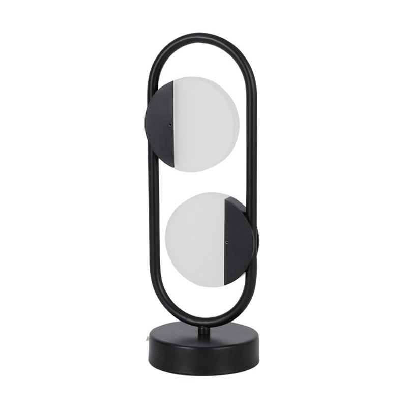 LED Circular Reading Book Light Contemporary Acrylic Night Table Lamp in White/Black, Warm/White Light