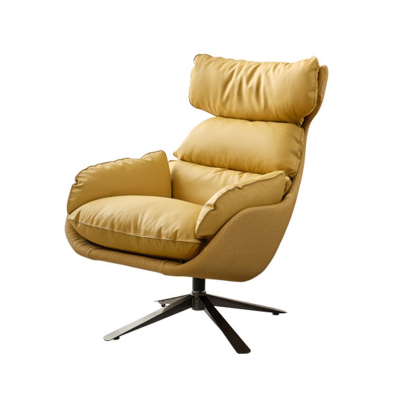 Contemporary Solid Color Arm Chair 4-Star Base Flared Arms Chair