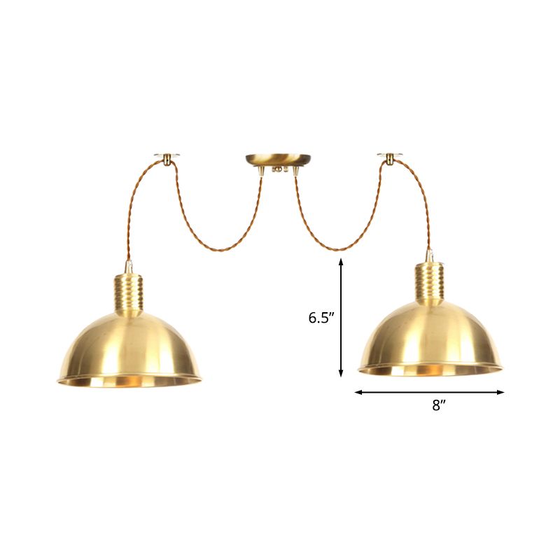 Domed Metallic Swag Multi-Light Pendant Industrial 2/3/4 Lights Clothes Shop Hanging Lamp Fixture in Gold