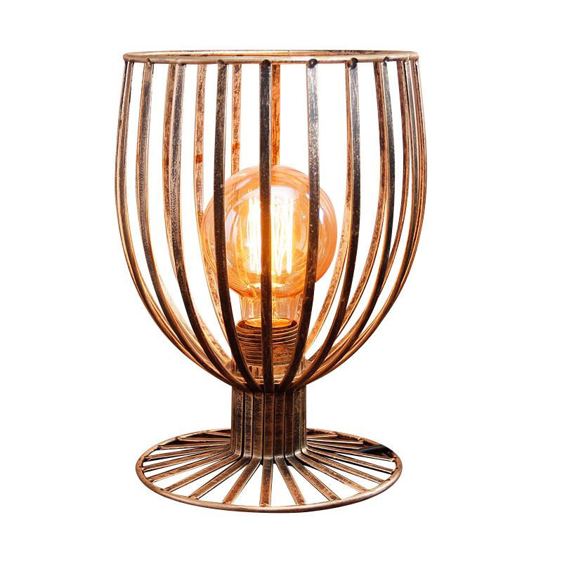 Bronze/Black 1 Light Table Lighting Farmhouse Stylish Wrought Iron Wine Glass Cage Shade Standing Table Lamp