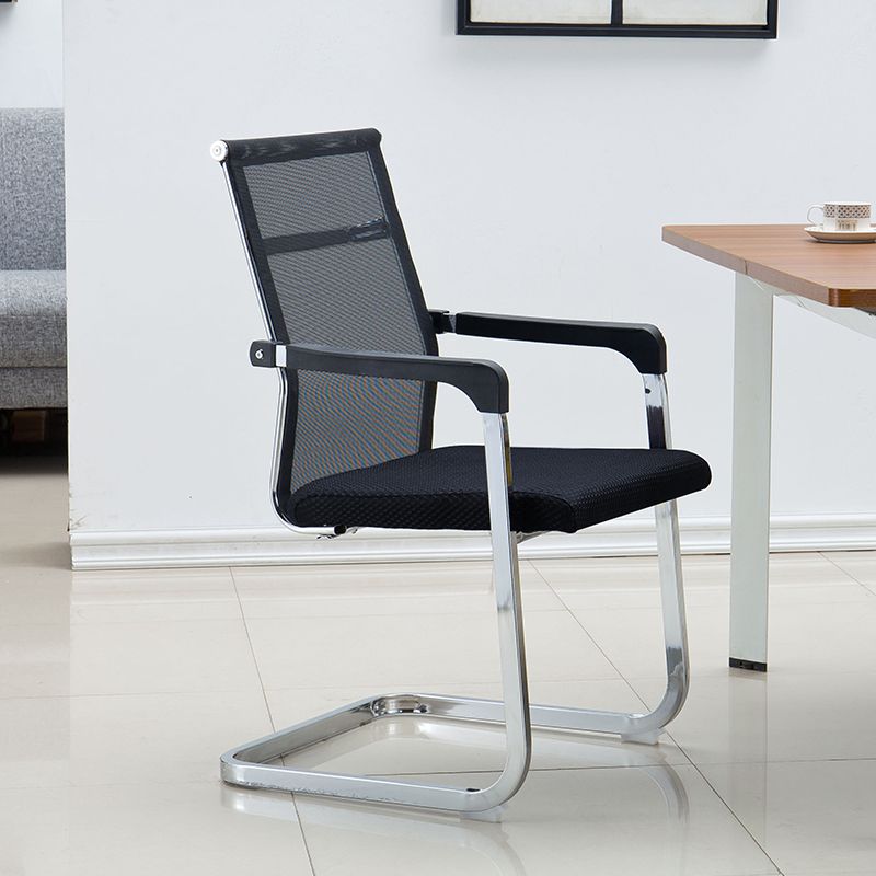 Modern Style Task Chair No Wheels Mesh Office Chair with Fixed Arms