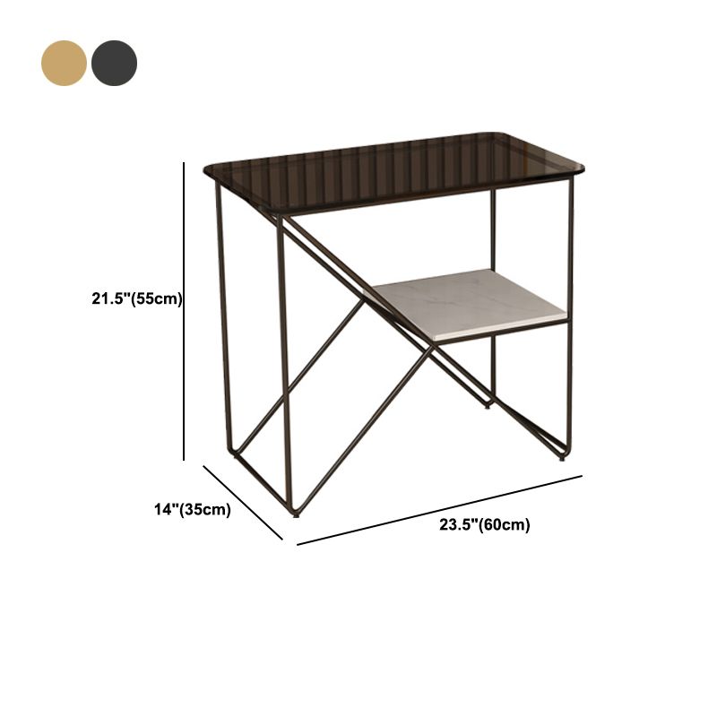 25.59" Tall Metal Accent Table Nightstand Industrial Night Table with 2 Shelves