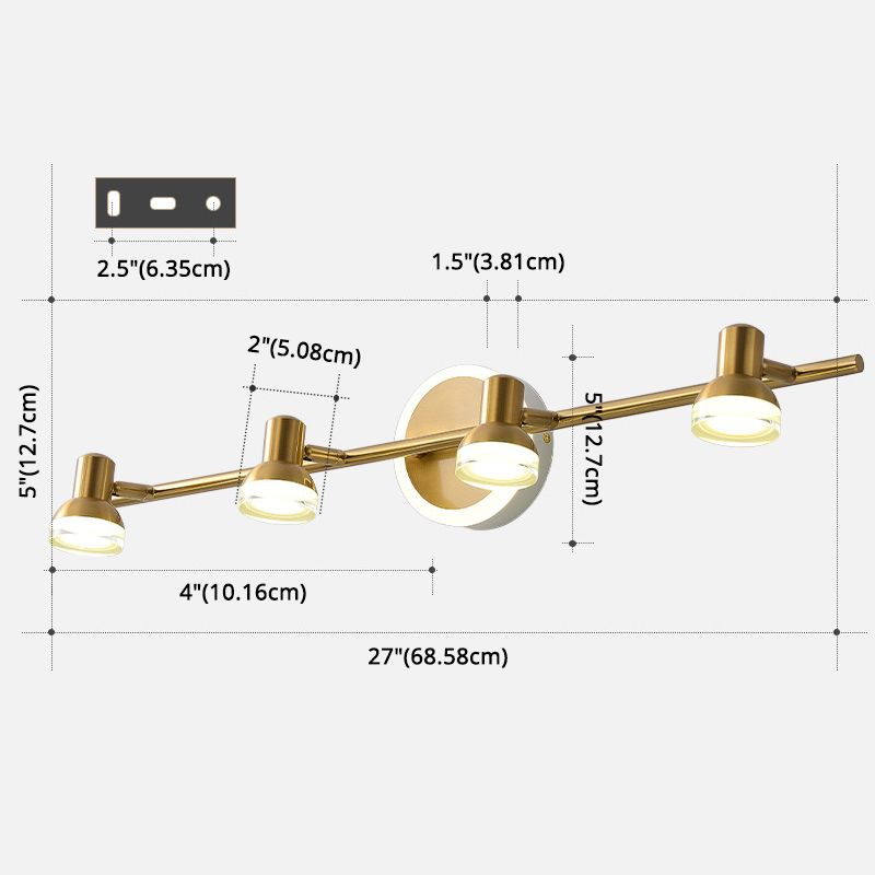 Simplicidad tradicional Bell tocador de tocador Luces acrílicas de montaje de pared accesivo para baño