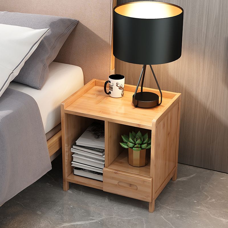 Bamboo Bed Nightstand 16 Inch H Modern Open Storage Nightstand with Legs