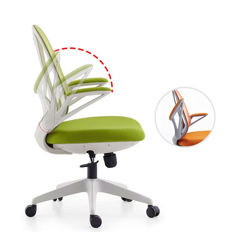 Contemporary Chair Mid-Back Chair with Wheels in Orange/black/green