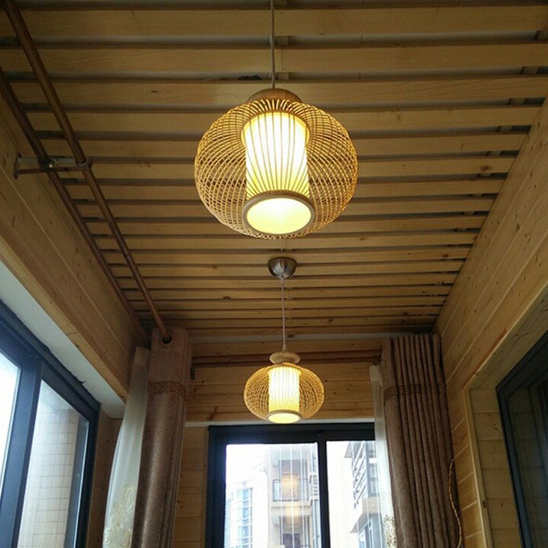 Luce a soffitto artigianale in stile cinese in stile singolo ristorante a sospensione a sospensione in legno