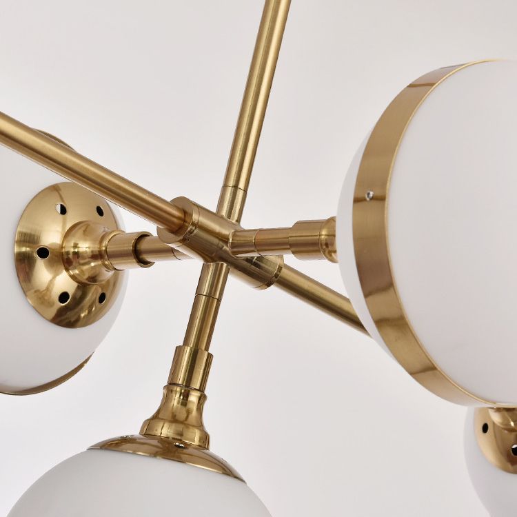 Globe Shade Chandelier Contemporary 3/5 Lights Milk Glass Hanging Light in Gold for Dining Room