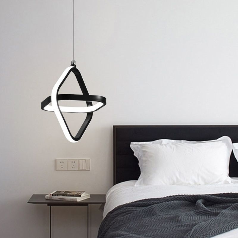 Nordic Style Aluminum Pendant Light Geometric LED Hanging Pendant for Bedroom