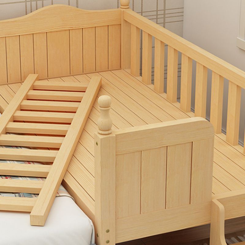 Solid Wood Kids Bed with Guardrails Modern Mattress Included Twin Bed