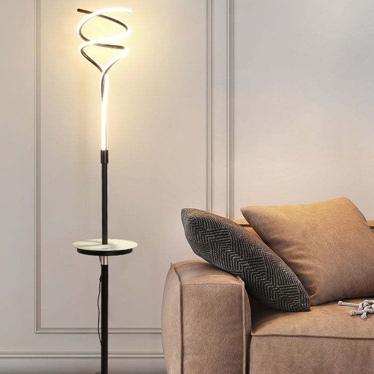 Spiral Linear Acrylic Floor Lamp Minimalist LED Standing Light for Living Room