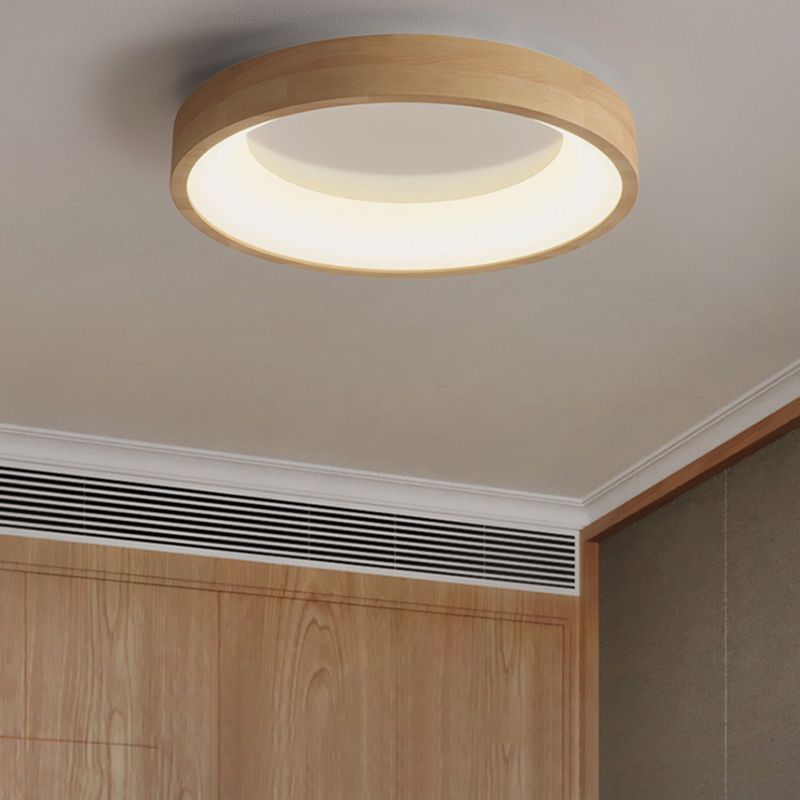 1 Light Circle Ceiling Lamp Modern Style Wood Ceiling Lighting for Living Room