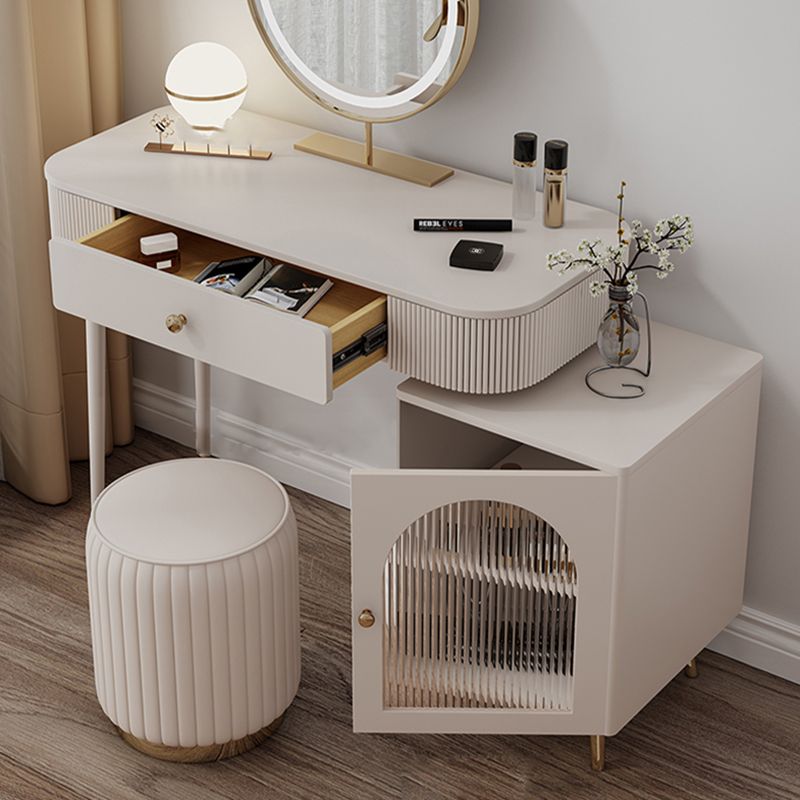 White SLate/wood-based Material Countertop Metal Base with Drawer Dresser