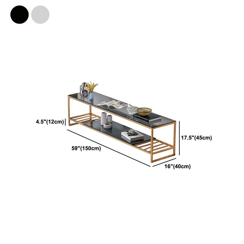 17.72"H TV Stand Open Storage Glam Style TV Console with 2-shelf for Living Room