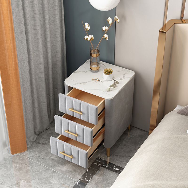 Drawer Storage Bed Nightstand Marble Bedside Cabinet for Bedroom