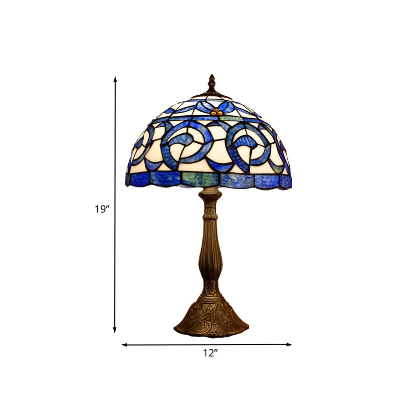 1 lamp slaapkamer nachtkastje verlichting tiffany bronzen tafellamp met koepelvormige glas in lood schaduw
