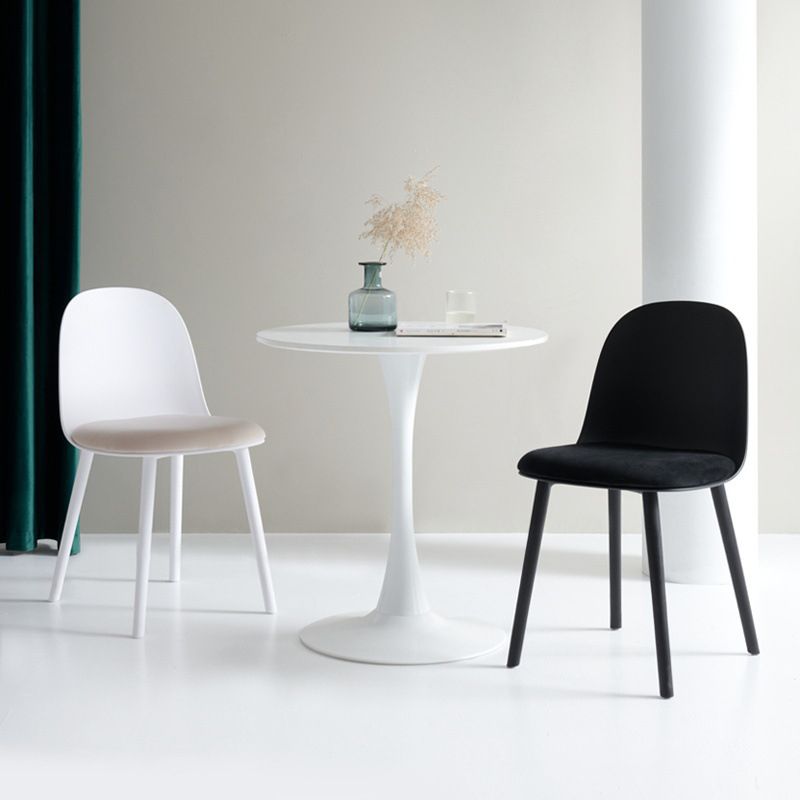 Contemporary Plastic Side Chair Solid Back Kitchen Dining Room Chair