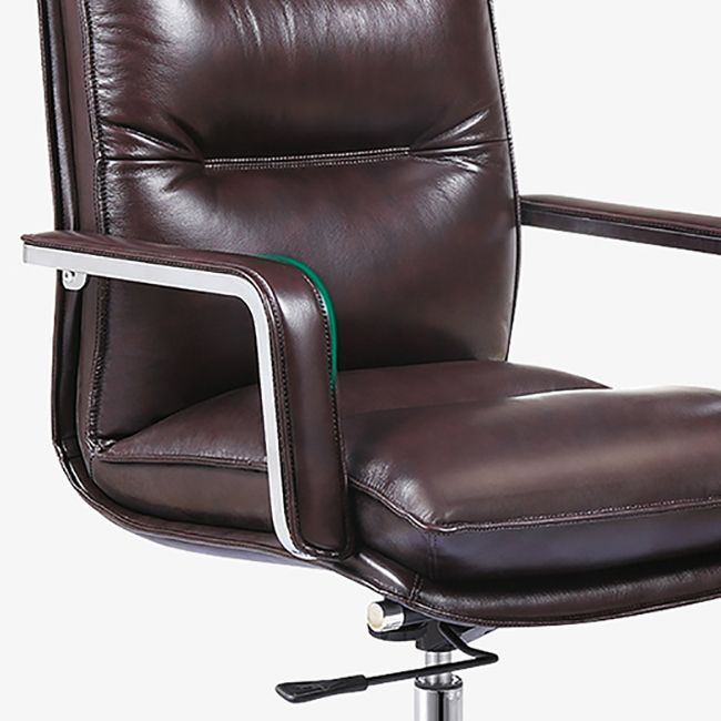 Modern Office Chair Adjustable Seat Height Padded Arms Faux Leather Desk Chair with Wheels