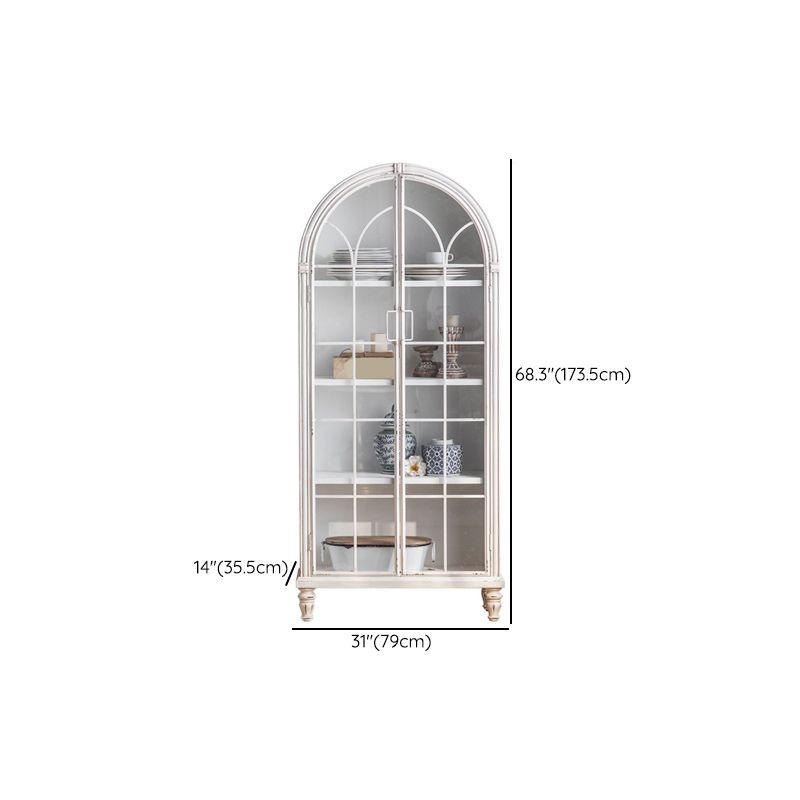 Modern Display Stand Pine Glass Doors Hutch Buffet for Living Room