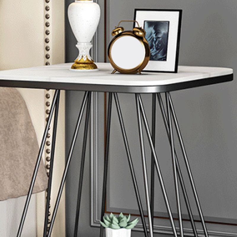 Metal Bedside Cabinet Lower Shelf Accent Table Nightstand for Bedroom