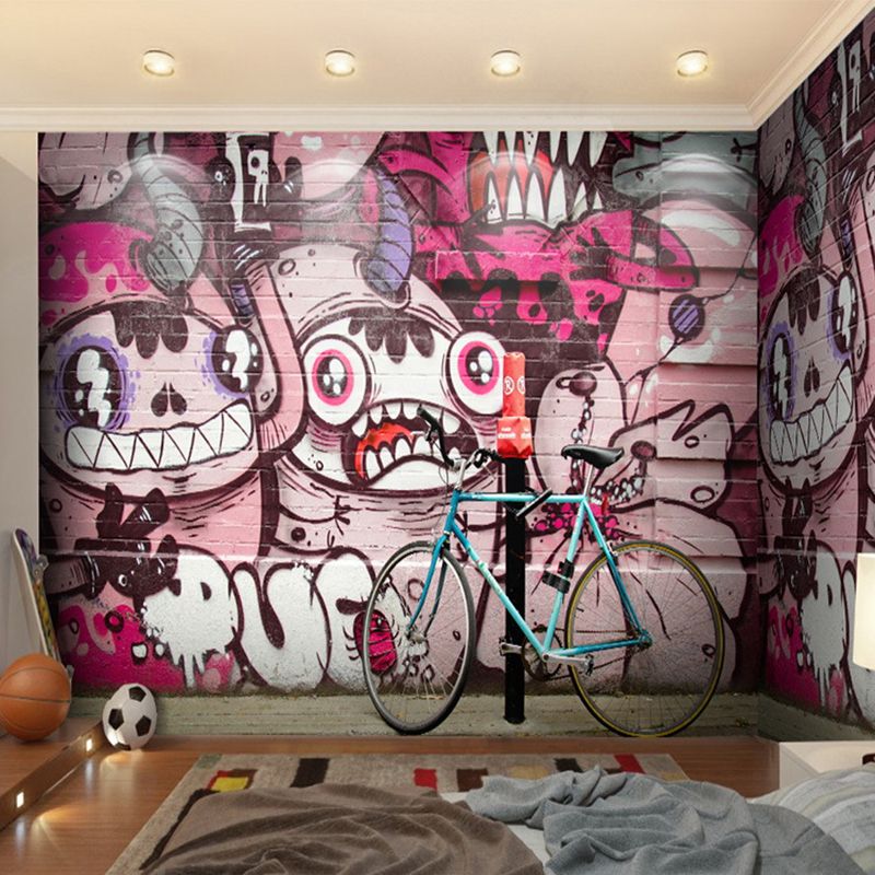 Extra Large Novelty Wall Decor Pink and Purple Street Graffiti Wall Mural, Custom-Printed