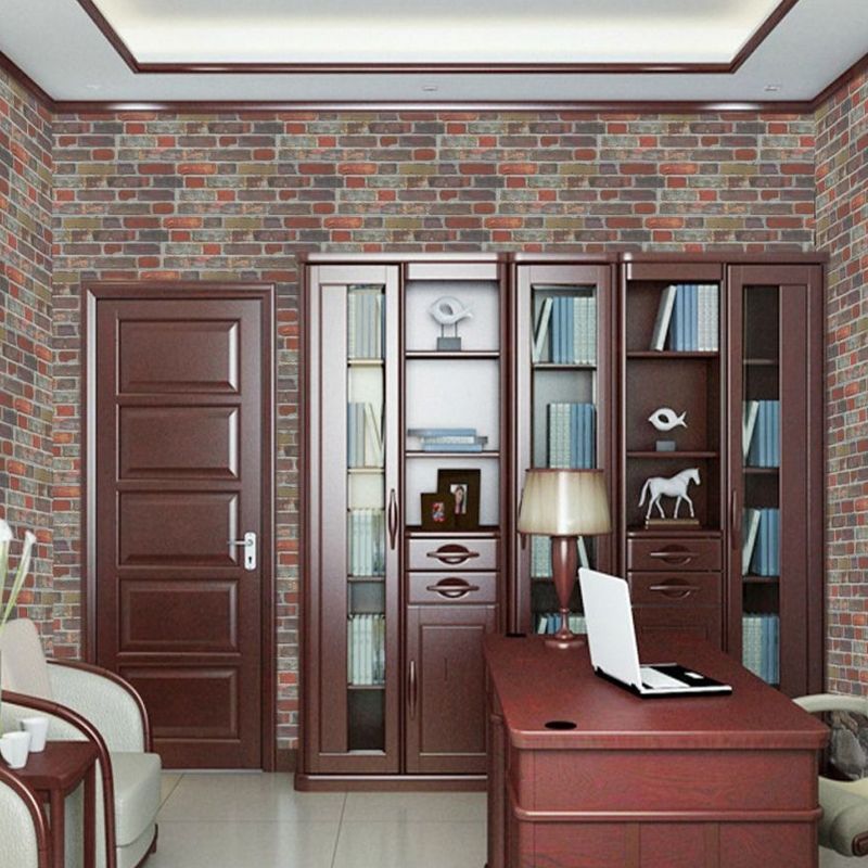 Industrial Brick Look Peel Wallpaper Panels for Living Room 4.6-sq ft Wall Decor in Grey-Red