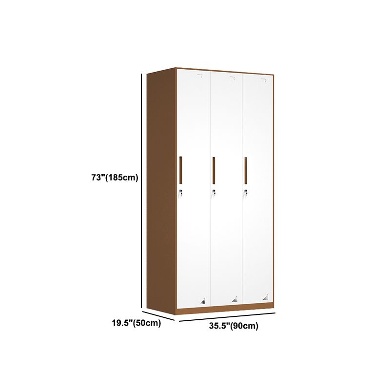 White and Brown Wardrobe Cabinet Modern Steel Wardrobe Armoire