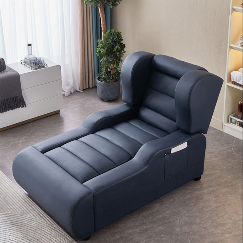 Contemporary Home Theater Recliner Leather Blue Indoor No Motion Metal