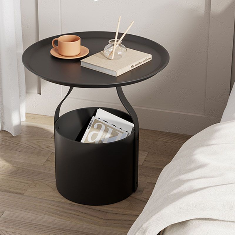 Modern Metal Nightstand Lower Shelf Accent Table Nightstand Storage 20.9" Tall