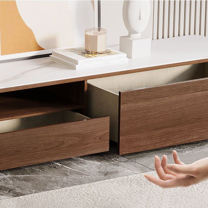 Open Storage TV Media Console Contemporary Media Console with Drawers