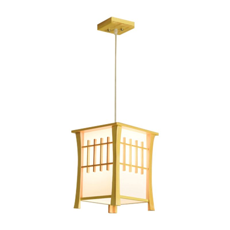 Tea Station Lodge Ceiling Pendant Wood and Paper 1 Light Japanese Style Beige Hanging Light