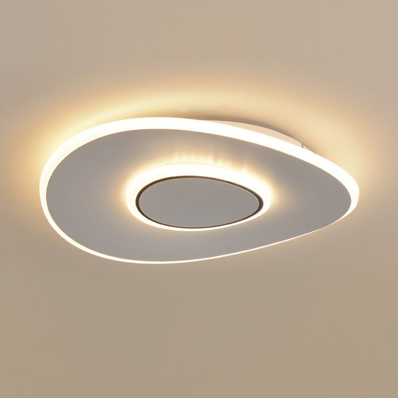 Contemporary Flush Mount Metal LED Ceiling Light Fixture in White for Bedroom