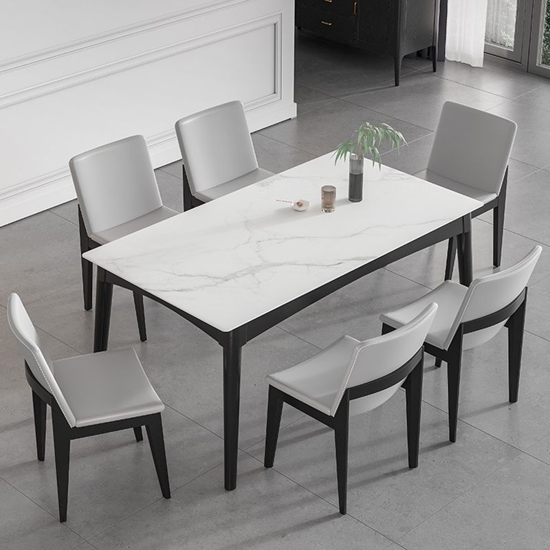 Modern White Dining Table with 4 Legs Rectangle Slate Dining Table